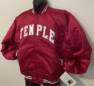 Vintage 80's TEMPLE UNIVERSITY STARTER LETTER SATIN JACKET NEW Old Stock NWT LGE - Picture 1 of 10