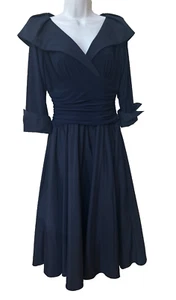 Abito ELIZA J Navy stile NY anni 50 FLARE midi taglia small cocktail madre sposa - Foto 1 di 15
