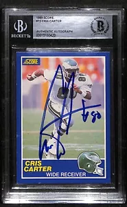 Cris Carter Minnesota Vikings HOF 1989 Score #72 Signed Card BECKETT - Picture 1 of 3