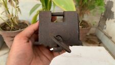 Antique Hand Forged Indian  Unique Iron Lock with Key Working Safety Padlock