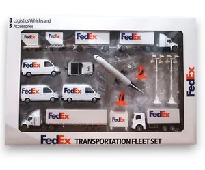 FedEx Transportation Fleet Set - Die-Cast Plastic & Metal - New FedEx One Logos - Picture 1 of 13