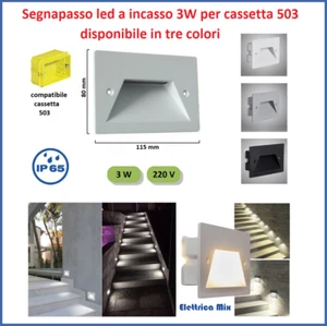 segnapasso led 503 da esterno 3w faretti da incasso luce giardino scale viale * - Foto 1 di 9