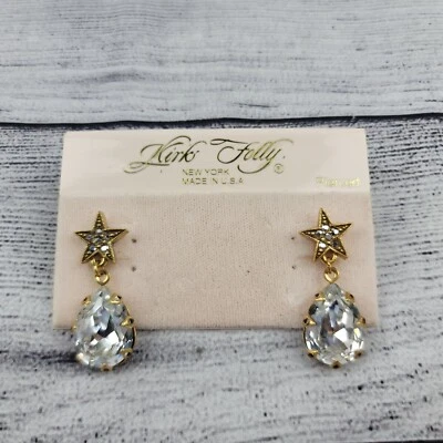 Pendientes Kirks Folly lágrima de cristal con estrella en tono dorado Foto 1 de 2