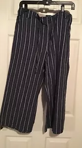 Women’s Blue Striped Capri Pants, Sz. 8 - Picture 1 of 4