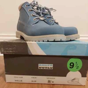 Dunes Women Ankle Boot Bootie Blue Denim Lace up Bootie - Picture 1 of 10