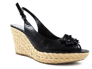 Alfani Women's Thea Espadrilles Peep-Toe Slingbacks Black Snake-Print Size 8 M - Picture 1 of 6