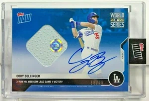 Cody Bellinger 2020 Topps Now BLUE World Series GU Base Patch Autograph Auto /49 - Picture 1 of 2
