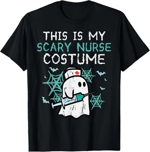 Halloween My Scary Nurse Costume Funny Ghost Scrub Top Women T-Shirt - Picture 1 of 3