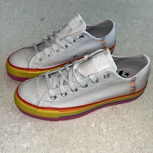 New Converse Tan Khaki Rainbow Platform Shoes Sneakers Womens 8.5 - Picture 1 of 5