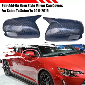 Carbon Look Horn Style Side Mirror Cap Cover For Scion Tc Scion Tc 2011-2016 - Foto 1 di 7