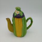 Mini Ceramic Corn On The Cob Pitcher Toothpick Holder 4? Removable Lid Decor