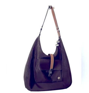 La Bagagerie Paris Brown Nylon And Leather Shoulder Purse - Picture 1 of 7