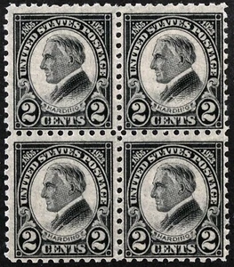 US Sc 612 Black 2¢ p.10 Harding MNH Original Gum Block of 4 - Picture 1 of 1