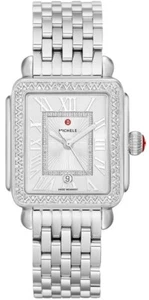 Nuevo reloj para mujer Michele Deco Madison de acero inoxidable plateado blanco esfera de rayos de sol - Imagen 1 de 4