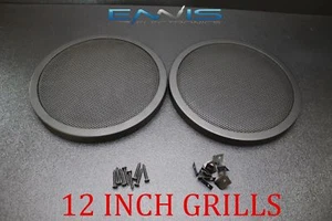 (2) 12 INCH STEEL SPEAKER SUB SUBWOOFER GRILL FINE MESH W/ CLIPS SCREWS GT-12 - Picture 1 of 4