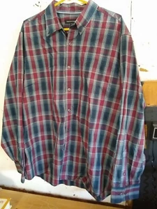 Tricots St Raphael Mens Red Blue Plaid Button Up Long Sleeve Shirt Size XXL/2XL - Picture 1 of 3