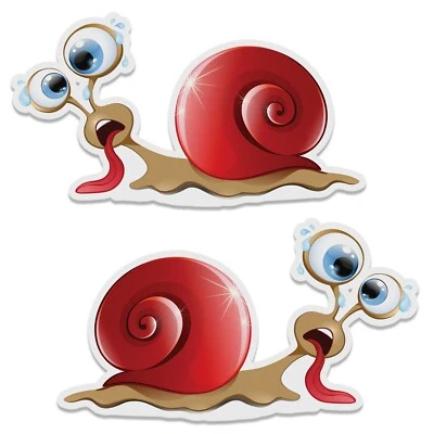 2 x Aufkleber Vinyl Lustige Müde Schnecke Racing Coole Sticker Auto Motorrad - Bild 1 von 4