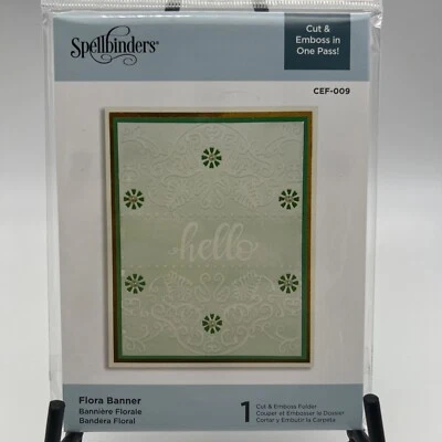 Spellbinders FLORA BANNER Cut & Embossing Folder Emboss NEW CEF-009 Crafts Cards - Image 1 of 4