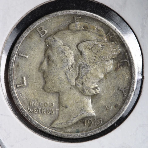 1919 Mercury Silver Dime CHOICE XF+ E192 T Cover