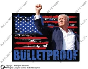 Calcomanía adhesiva a prueba de balas Trump Shot Noticias Rally Presidente Mugshot MAGA Prisión - Imagen 1 de 4