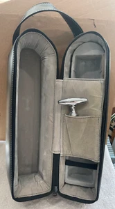 LEATHER ZIPPERED WINE BOTTLE & GLASS HOLDER, CARRIER WITH BOTTLE STOPPER - Picture 1 of 10