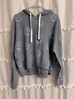 Altar’d State Blue Ribbed Oversized Pullover Smiley Face Hoodie Size Large