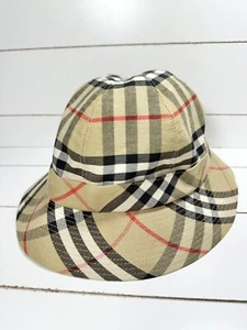 Authentic BURBERRYS Vintage Nova Check Bucket Hat Canvas Beige Kids England - Picture 1 of 8