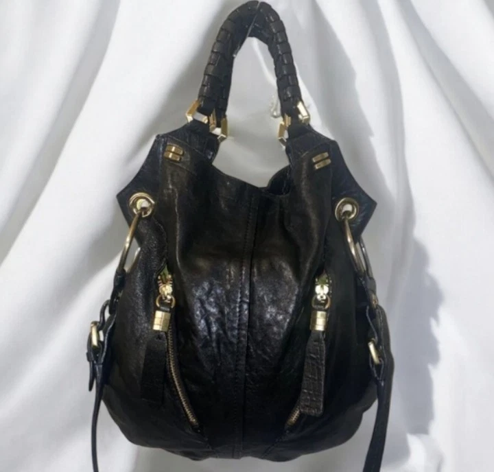 Bolso convertible orYANY Gwen negro de cuero granulado envejecido Foto 1 de 4