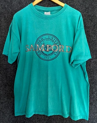 Vintage Samford University T-Shirt Adult Size Large Green Teal 80s 90s School - Image 1 of 4