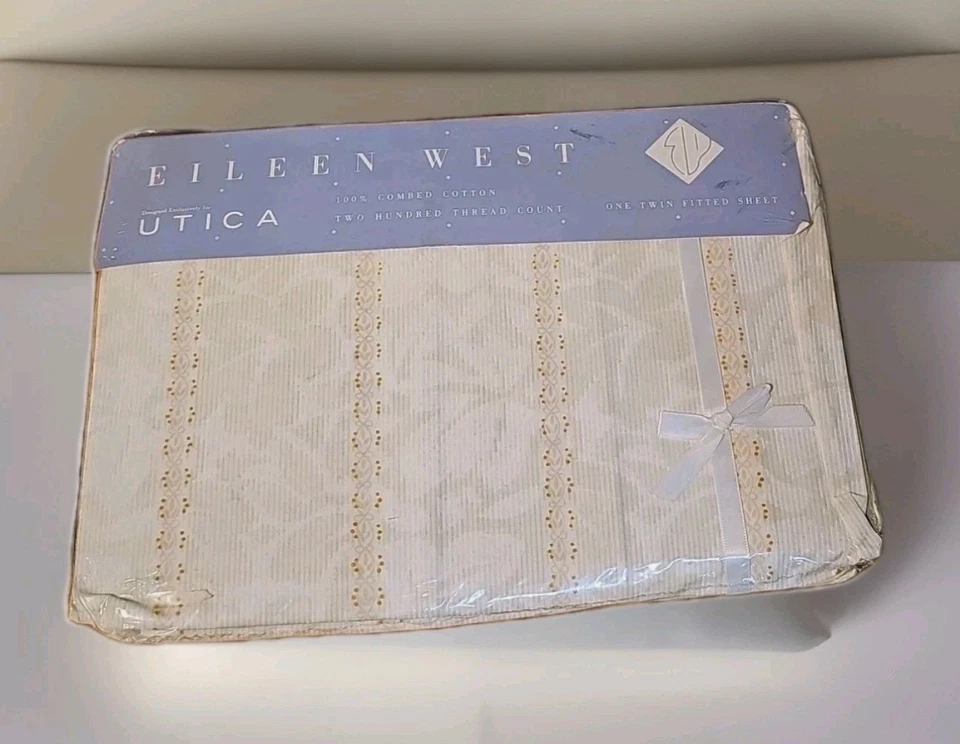Vintage Eileen West Utica  Florenta Multi ~ One Twin Fitted Sheet 100%  Cotton  - Image 1 of 4