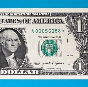A 00056388 * : 640K STAR NOTE $1 One Dollar Bill (Boston/A/1) *UNC* - Picture 1 of 3