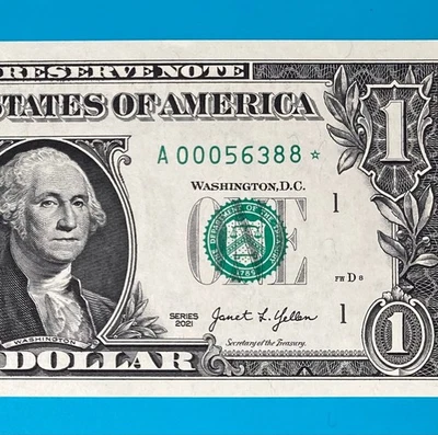 A 00056388 * : 640K STAR NOTE $1 One Dollar Bill (Boston/A/1) *UNC* - Image 1 of 3