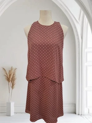 Ann Taylor Polka Dot Overlay Shift Dress Women's Size 6 Sleeveless Lined Short - Image 1 of 4