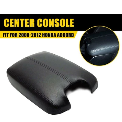 Cubierta de tapa de reposabrazos de cuero negro para consola central apta para Honda Accord 2009 2008-12 Foto 1 de 4