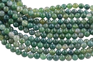 Natural Moss Agate Gemstone 6 MM Round Smooth Beads Strand 15.5" For Jewelry - Picture 1 of 3