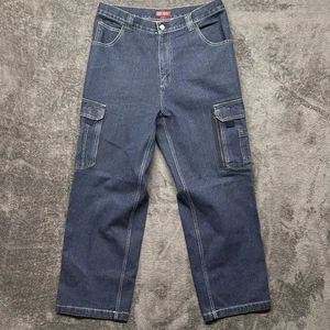 Jeans vintage sbiaditi Glory uomo 34x30 blu denim cargo larghi lavaggio scuro Y2K - Foto 1 di 10