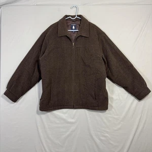 Roundtree & Yorke Jacket Mens XL Brown Wool Full Zip Bomber Coat Lined Outdoors - Picture 1 of 16