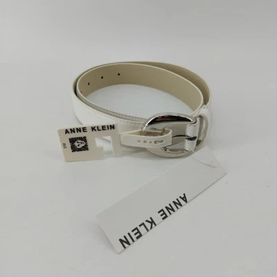 Cinturón Anne Klein Blanco Preppy Glam Carrera Imitación Cuero Talla S/M Foto 1 de 4