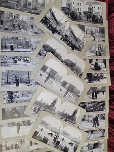 EARLY ANTIQUE STEREOSCOPE CARD 25 X LOT ESTATE FIND MILITARY LANDSCAPE CITY - Picture 1 of 21