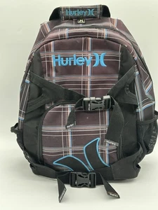 Brown Blue Plaid Hurley Backpack Book Bag Lightweight READ MORE - Picture 1 of 13
