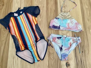 Lot 2 Girl's Kids Bathing Swim Suits One & 2 Piece Size 10/12 Art Class + Hobie - Picture 1 of 8