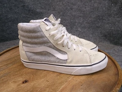 Vans Sk8-Hi Womens Size 7.5 US Herringbone Cream Suede Skate Shoes Sneakers - Image 1 of 4
