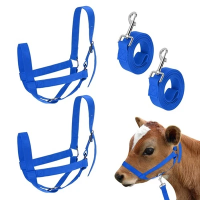 2-Pack Adjustable Cattle Cow Halter, 16.54"-20.47" with Lead Rope [Blue] - image 1 of 4
