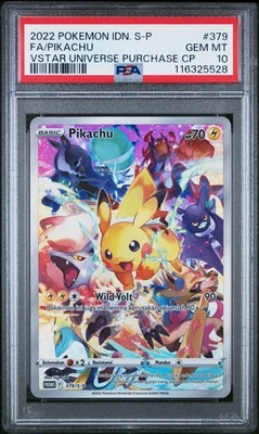 PSA 10 Pikachu 379/S-P Indonesian Promo VStar Universe Purchase CP Precious - Image 1 of 4