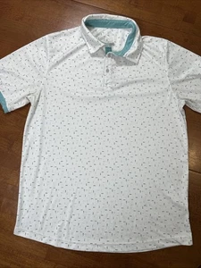 Swannies Golf Polo Uomo Taglia Large Bianco Golf Tee Design - Foto 1 di 14
