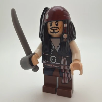 LEGO Piratas del Caribe: MINIFIGURA DEL CAPITÁN JACK GORRIÓN Camisa Blanca (poc001) Foto 1 de 4