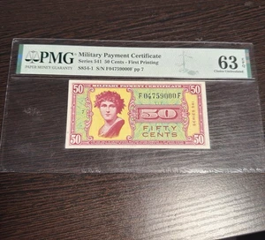 Series 541 50 Cent Military Payment Certificate PMG 63EPQ First Printing - Picture 1 of 2