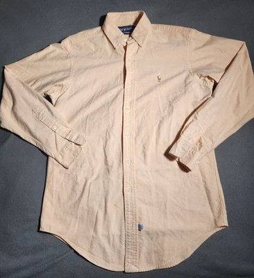 Рубашка мужская Ralph Lauren размер 15-33 персиковый хлопок плоть пони с длинным рукавом на пуговицах - Изображение 1 из 4