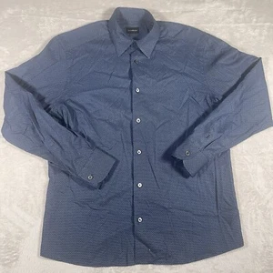Camicia Ermenegildo Zegna uomo L blu stampa geometrica manica lunga bottoni casual - Foto 1 di 7