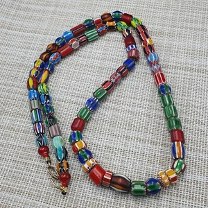 MultiColor Vintage Venetian Style Chevron Beaded Necklace - Picture 1 of 21